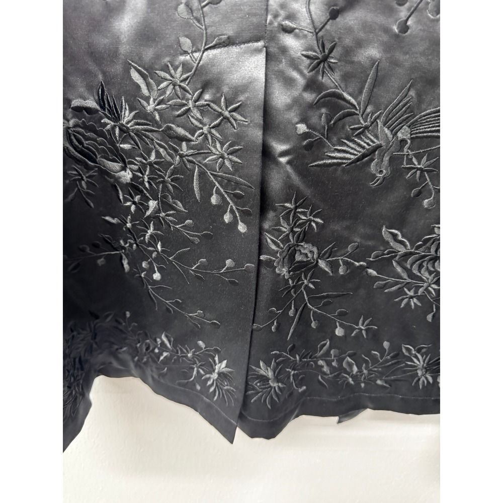 Chico's Black Silk Chinoiserie Embroidered Kimono Blazer Jacket Quiet Luxury XL - Picture 5 of 13